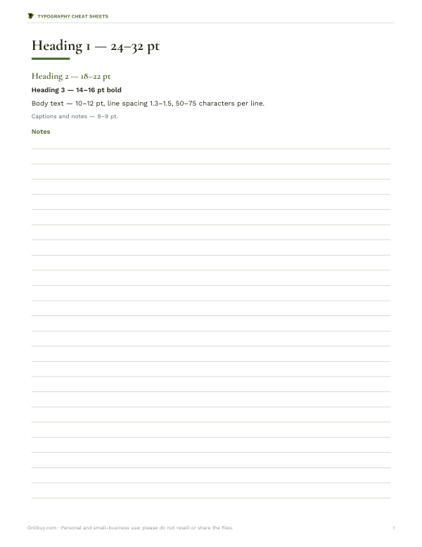 Preview of Printable Typography Hierarchy Template